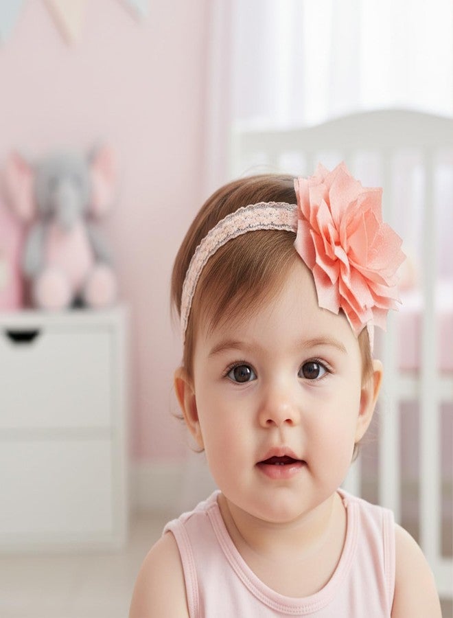 Simxen “Baby Girl Hair Bows Set – Princess Crown Headband & Soft Nylon Bow Clips, Cute Pink Hair Accessories for Infants, Toddlers & Kids (3-Pack)” (FLOWER) - Image 4