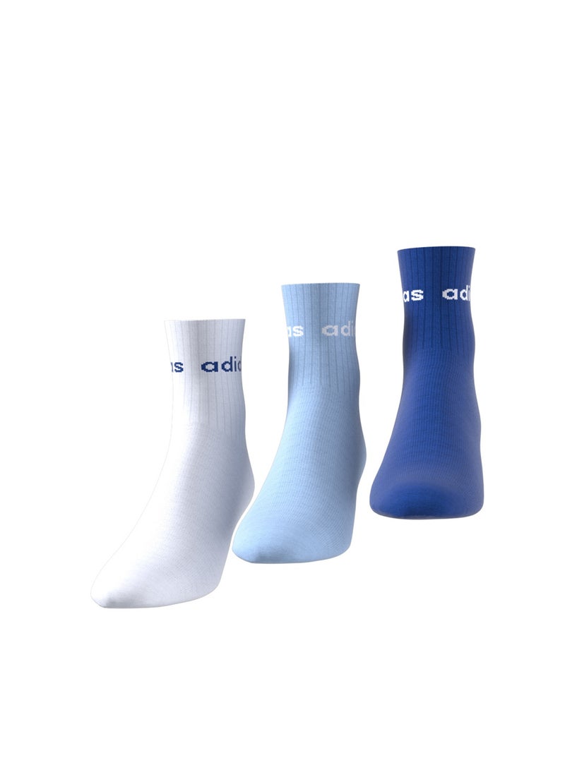Adidas Kids 3 Pack Linear Crew Socks  - Image 3