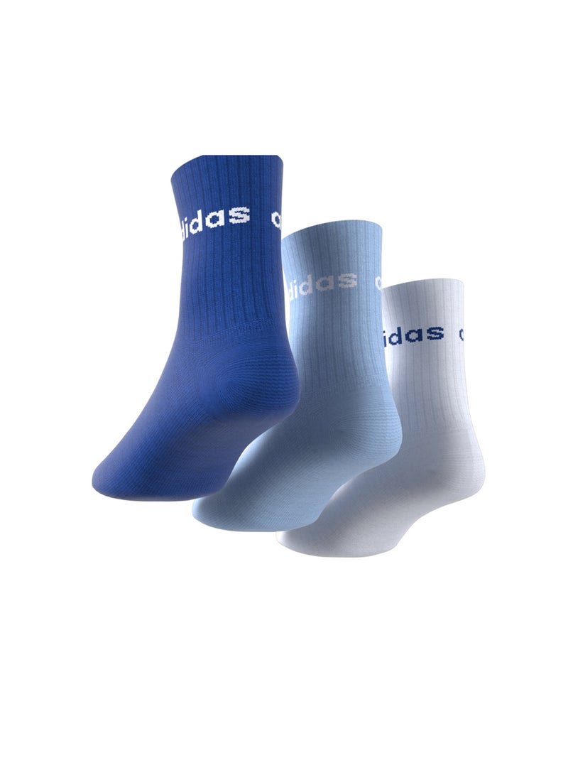 Adidas Kids 3 Pack Linear Crew Socks  - Image 4