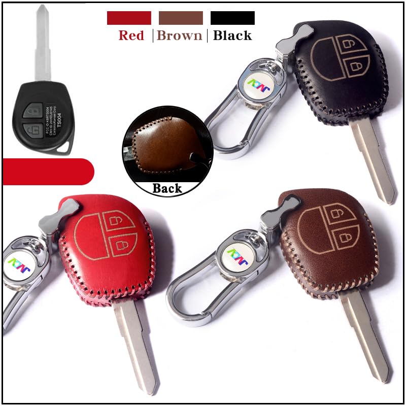 JVCV® Soft Handmade Leather Car Key Cover Compatible with 2 Button Key for Maruti Suzuki Swift Baleno S-Cross Ciaz Dzire WagonR SX4 Ritz (2B Key, Black) - Image 5