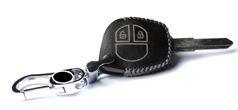 JVCV® Soft Handmade Leather Car Key Cover Compatible with 2 Button Key for Maruti Suzuki Swift Baleno S-Cross Ciaz Dzire WagonR SX4 Ritz (2B Key, Black) - Image 1