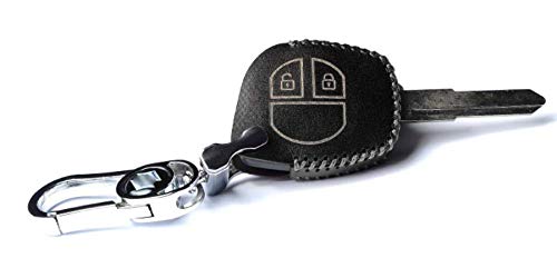 JVCV® Soft Handmade Leather Car Key Cover Compatible with 2 Button Key for Maruti Suzuki Swift Baleno S-Cross Ciaz Dzire WagonR SX4 Ritz (2B Key, Black) - Image 3