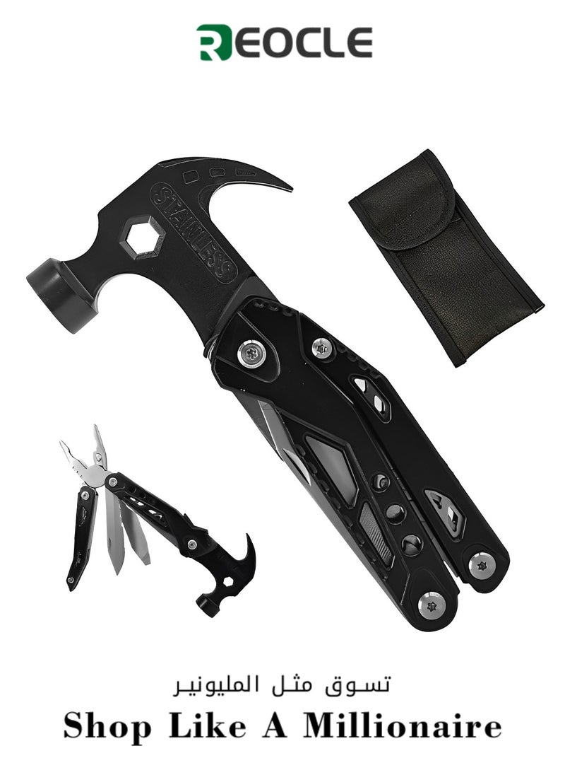 REOCLE - Multitool Hammer 14 in 1 Mini Stainless Steel Hammer Multitool with Pliers Claw Hammer Multi Tool Camping Accessories Survival Gadget - Image 1