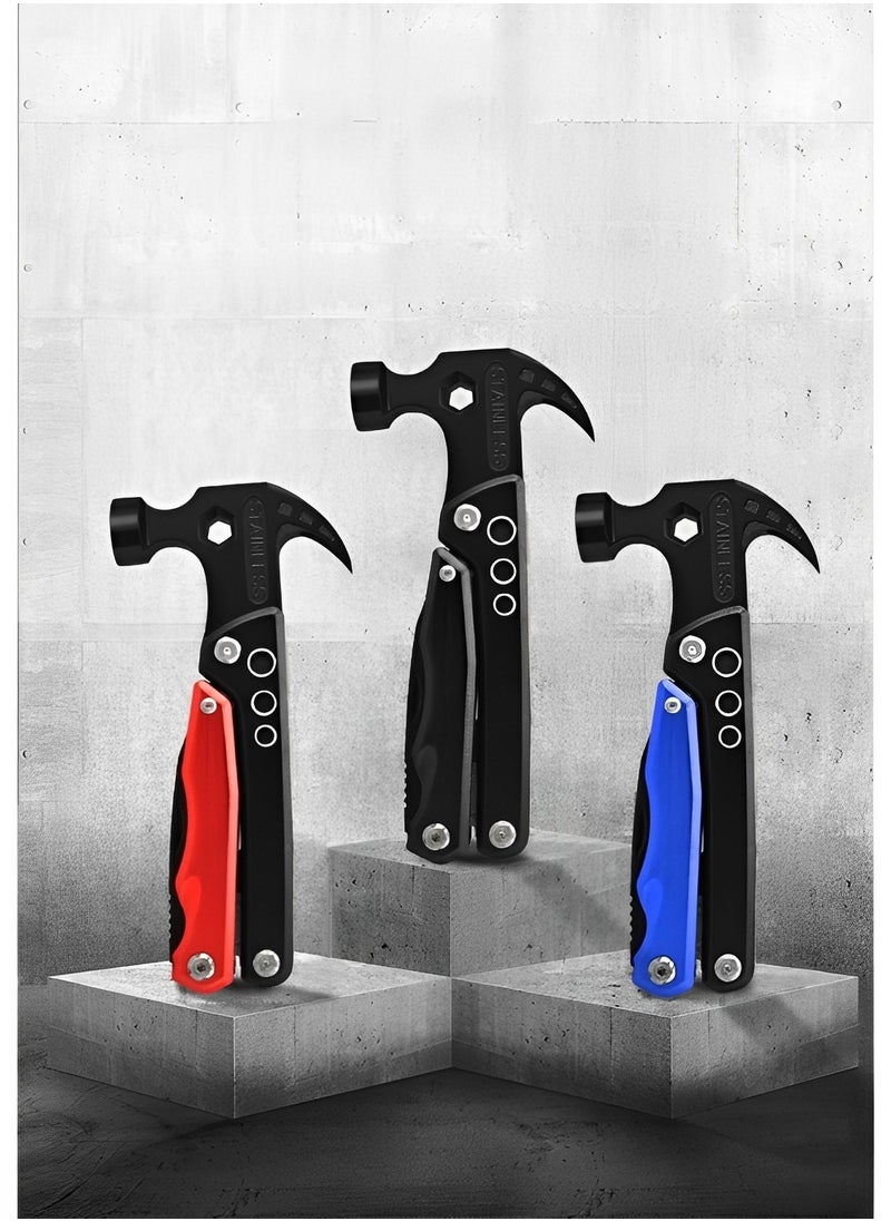 REOCLE - Multitool Hammer 14 in 1 Mini Stainless Steel Hammer Multitool with Pliers Claw Hammer Multi Tool Camping Accessories Survival Gadget - Image 1