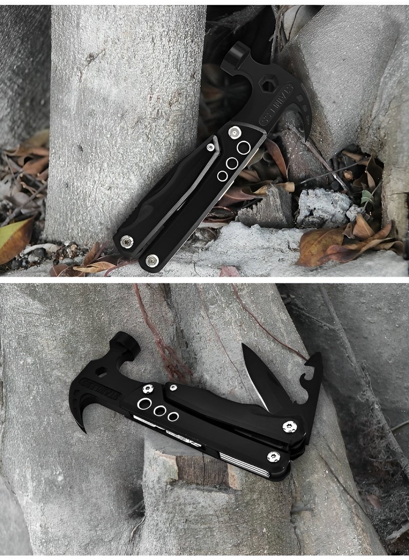 REOCLE - Multitool Hammer 14 in 1 Mini Stainless Steel Hammer Multitool with Pliers Claw Hammer Multi Tool Camping Accessories Survival Gadget - Image 1