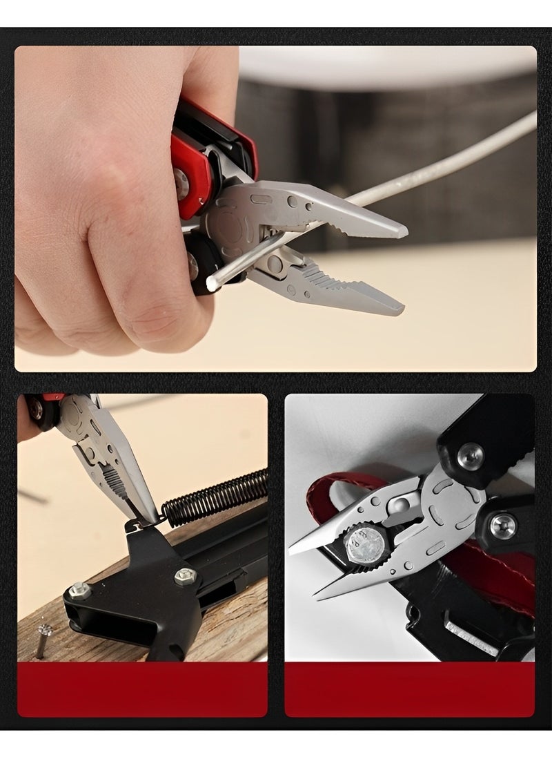 REOCLE - Multitool Hammer 14 in 1 Mini Stainless Steel Hammer Multitool with Pliers Claw Hammer Multi Tool Camping Accessories Survival Gadget - Image 1