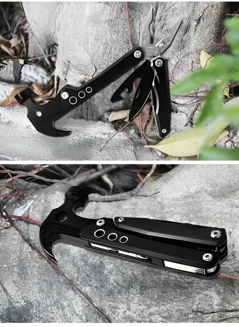 REOCLE - Multitool Hammer 14 in 1 Mini Stainless Steel Hammer Multitool with Pliers Claw Hammer Multi Tool Camping Accessories Survival Gadget - Image 1