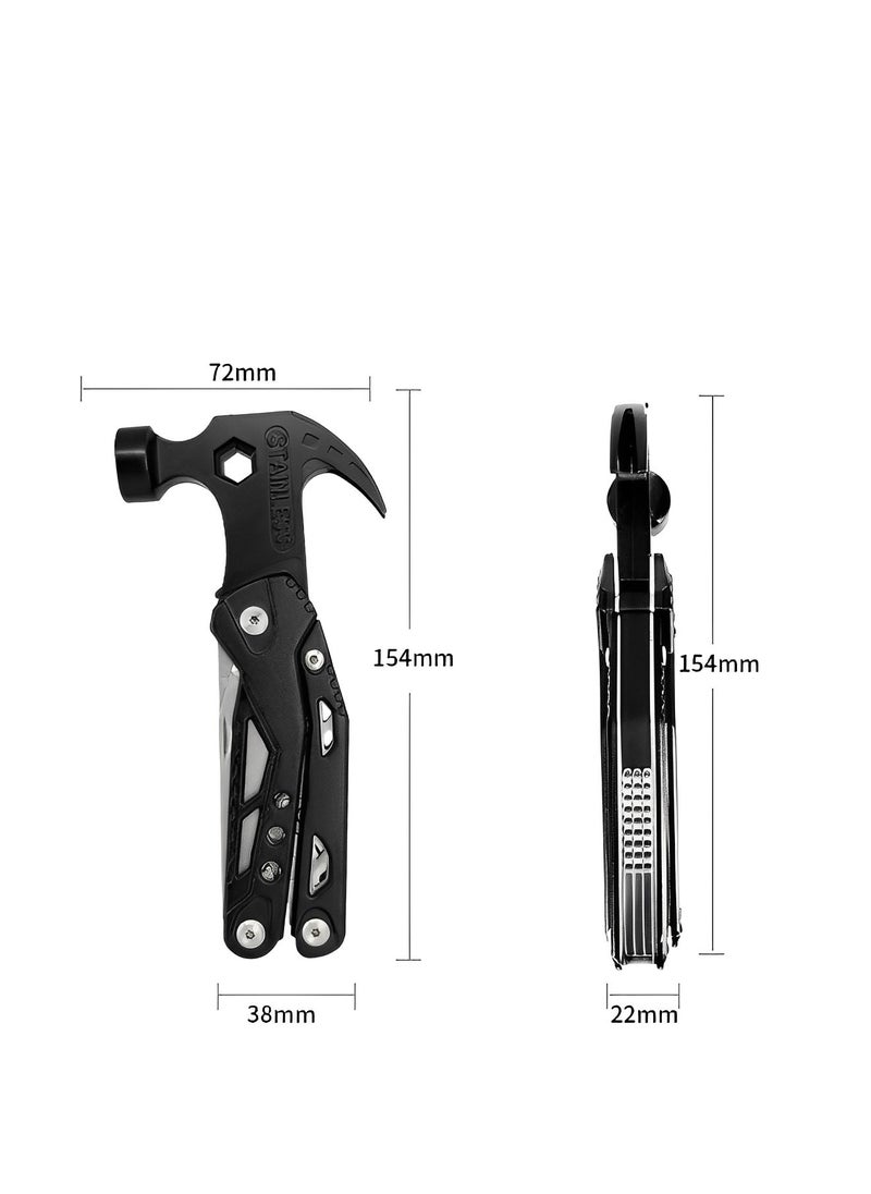 REOCLE - Multitool Hammer 14 in 1 Mini Stainless Steel Hammer Multitool with Pliers Claw Hammer Multi Tool Camping Accessories Survival Gadget - Image 1
