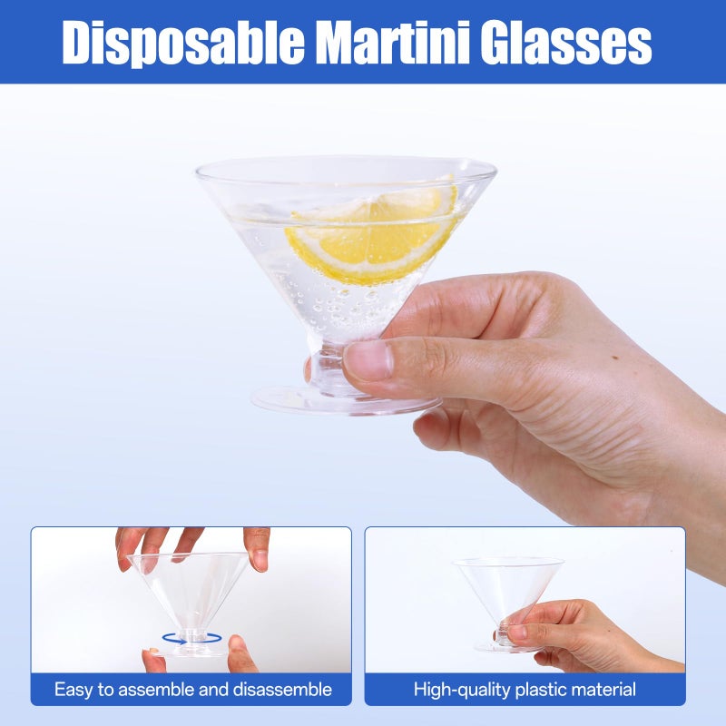 RICHSC-PAN 100 Pcs Plastic Martini Glasses Disposable 5oz Clear Cocktail Glasses. Martini Plastic Cups for Wedding Party Bowl Wine Ice Cream Fruit. Various Party Activities. - Image 3