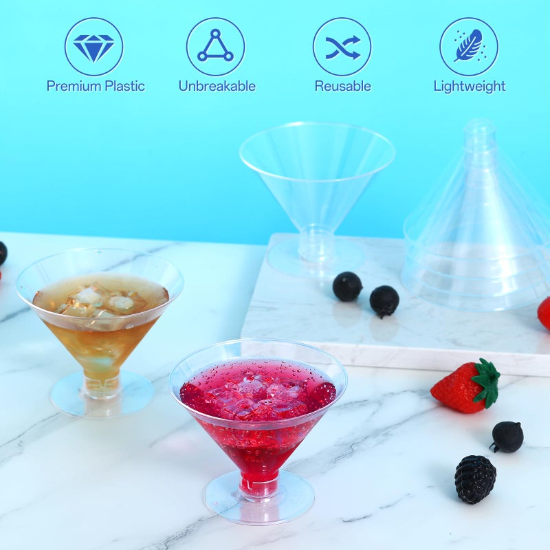 RICHSC-PAN 100 Pcs Plastic Martini Glasses Disposable 5oz Clear Cocktail Glasses. Martini Plastic Cups for Wedding Party Bowl Wine Ice Cream Fruit. Various Party Activities. - Image 4