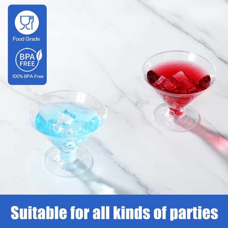 RICHSC-PAN 100 Pcs Plastic Martini Glasses Disposable 5oz Clear Cocktail Glasses. Martini Plastic Cups for Wedding Party Bowl Wine Ice Cream Fruit. Various Party Activities. - Image 5