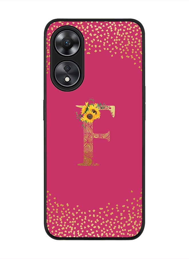 Stylizedd Cover for Oppo A78 5G /Oppo A58 5G Case , Rugged Black Slim fit Phone Cases Custom Monogram Initial Letter Mandala Floral Pattern Alphabet-F (Dark Pink Rose) - Image 1