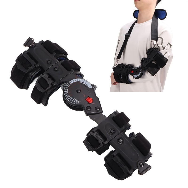 كلاراكو دعامة كوع بمفصلة قابلة للتعديل من كلاركو، مصنوعة من قماش يسمح بمرور الهواء، قابلة للإزالة والغسل، مع حزام لدعم التعافي من إصابات الذراع (لليد اليسرى) - Image 5