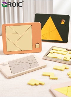GROIC 5 Pcs Brain Teaser Puzzles, Wood Block Puzzle, Add One New Piece to the Complete Puzzle, Easy to Difficult Puzzle Level 5 You Will Attempt, Family Puzzles Fun Hard Impossible Puzzle  - Image 5