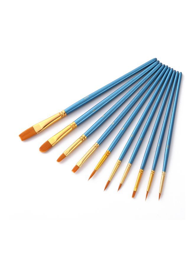 NIBEMINENT 10-Piece Professional Wooden Paint Brush Set Blue/Gold/Brown - Image 2