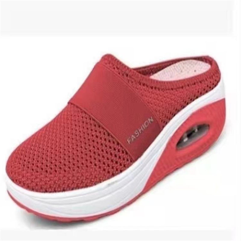Spot Large Size Women'S Shoes Air Cushion Casual Sports Shoes Summer Round Head Mesh Breathable Slip-On Slippers - Image 3