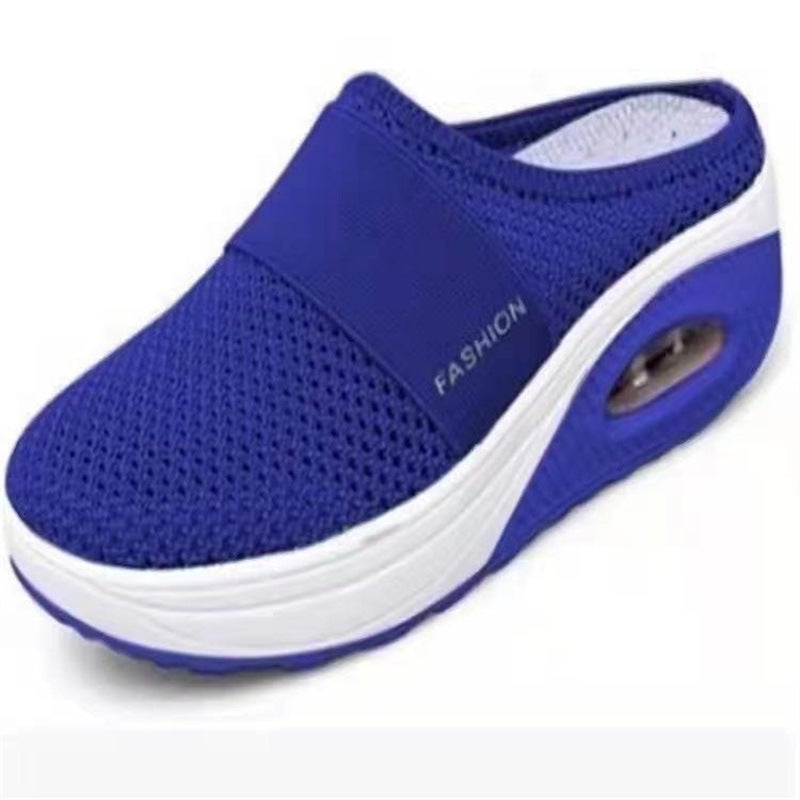 Spot Large Size Women'S Shoes Air Cushion Casual Sports Shoes Summer Round Head Mesh Breathable Slip-On Slippers - Image 2
