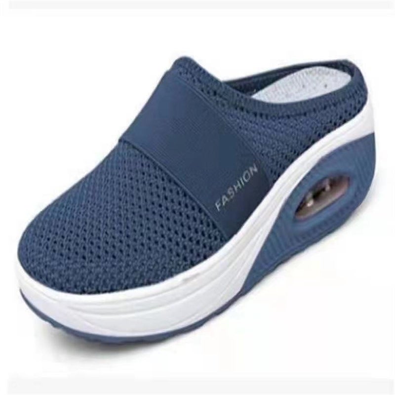 Spot Large Size Women'S Shoes Air Cushion Casual Sports Shoes Summer Round Head Mesh Breathable Slip-On Slippers - Image 5
