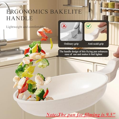 hansubute Induction Ceramic Nonstick Frying Pan,Light Weight Skillet,Healthy Non Toxic Omelet Pan,All Stoves Compatible Egg Pan (white, 8inch) - Image 4