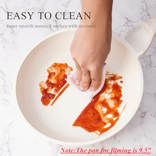 hansubute Induction Ceramic Nonstick Frying Pan,Light Weight Skillet,Healthy Non Toxic Omelet Pan,All Stoves Compatible Egg Pan (white, 8inch) - Image 5