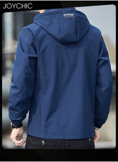 Joychic Solid Pattern Spring and Autumn Men's Jacket Hooded Casual Sports Windproof Zipper Coat with Cap Outdoor  - Image 3