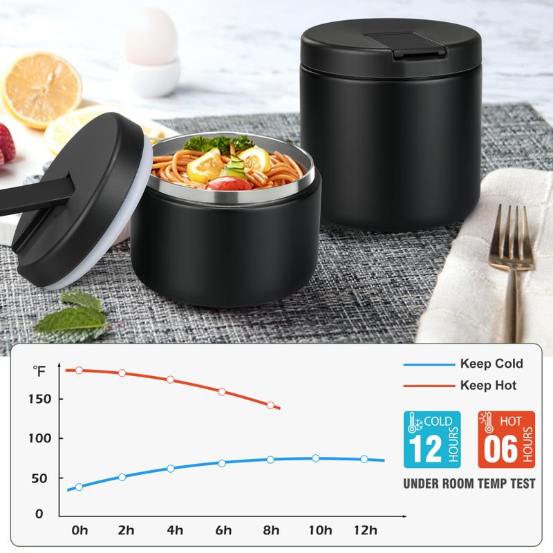 LOHASOK 12oz Kids Soup Thermo for Hot Food Insulated Vacuum Food Jar with Buckle Lid, Stainless Steel Wide Mouth Leak Proof Lunch Container for School Travel-Black - Image 5