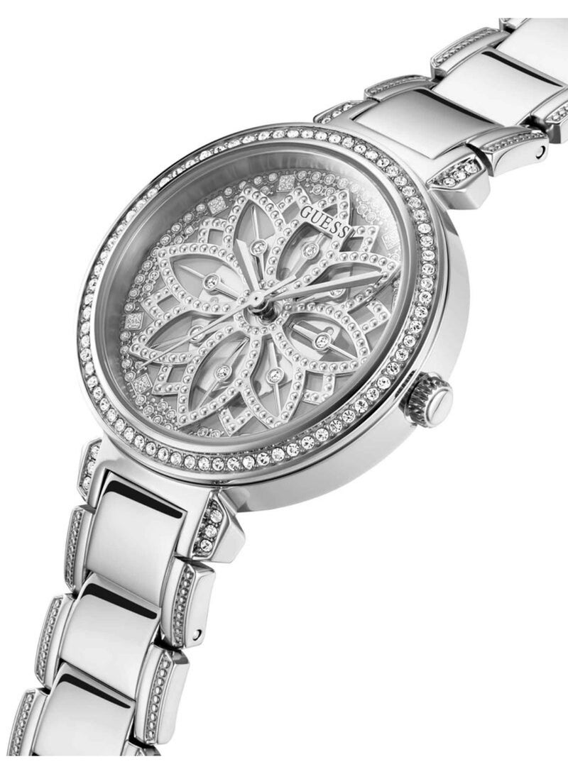 Guess Womens Lily Silver Tone Floral Dial Watch -  GW0528L1 - Image 2