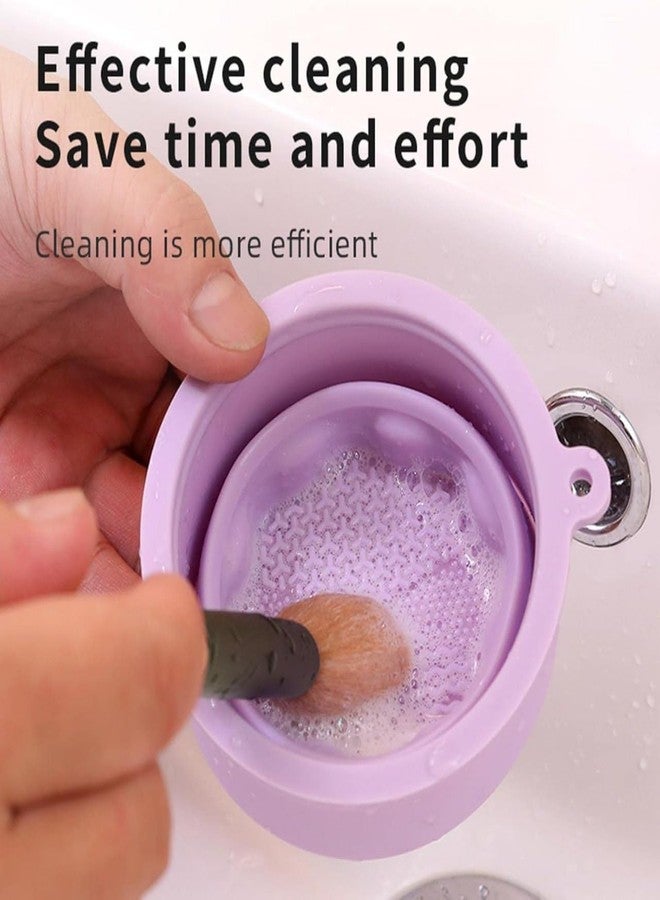ATOOZED 2 in 1 Brush Cleaning Mat with Brush Drying Holder, Silicone Makeup Brush Cleaner Mat Make Up Brush Cleaning Bowl Cosmetic Brush Washing Tool for Makeup Brush, Sponge, Powder Puff (multicolor) - Image 3