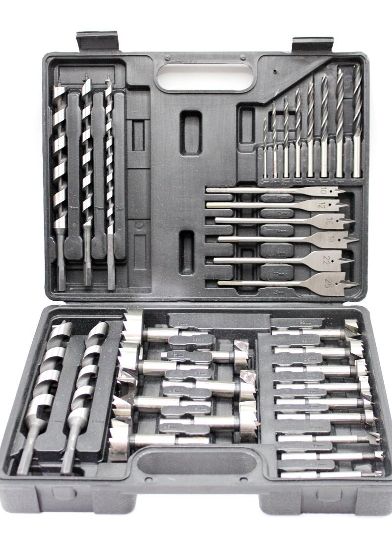 Kingroy 32PC wood drill bits, carpnter drill bits set. It conclude flat wood drill bits, 3 point wood drill bits, auger wood drill bits, forstner drill bits.  - Image 1