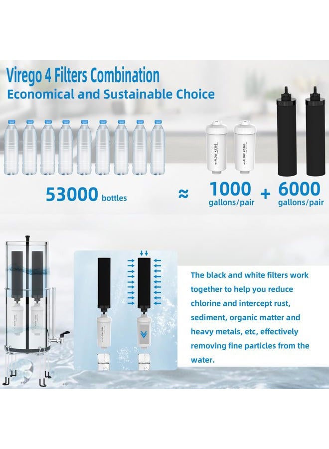 Virego مرشحات المياه الجاذبية لاستبدال مرشح مياه بيركي، استبدال لمرشح BB9-2® الأسود ومرشحات PF-2® للفلورايد، حزم مجموعة متوافقة مع نظام مرشح مياه بيركي® الجاذبي، (NSF 42) - Image 3