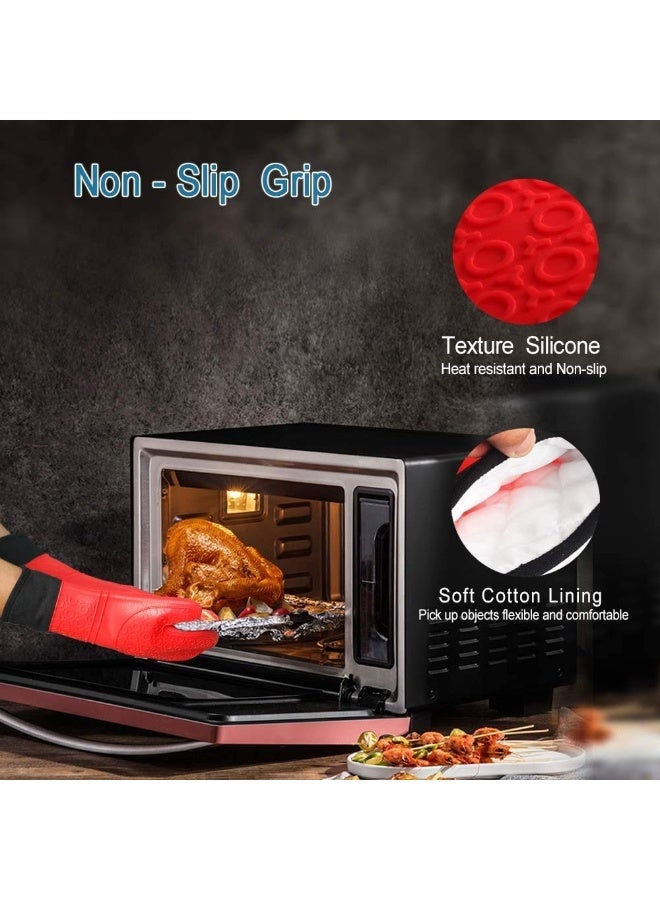 Happy Home Professional Silicone Oven Mitt and Pot Holder Heat Resistant up to 500°F with Cotton Lined Interior Non-Slip, Suitable for Kitchen Oven Baking, Oven and Microwave - Pink - Image 5