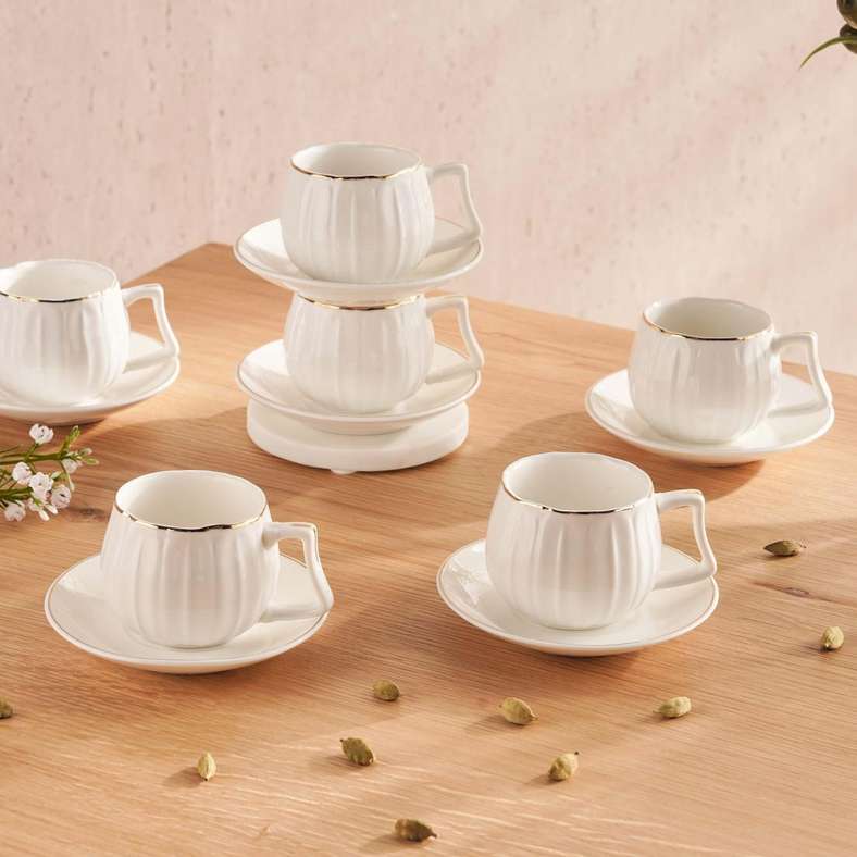 Pan Home 12-Piece White Coffee Cup Set for All