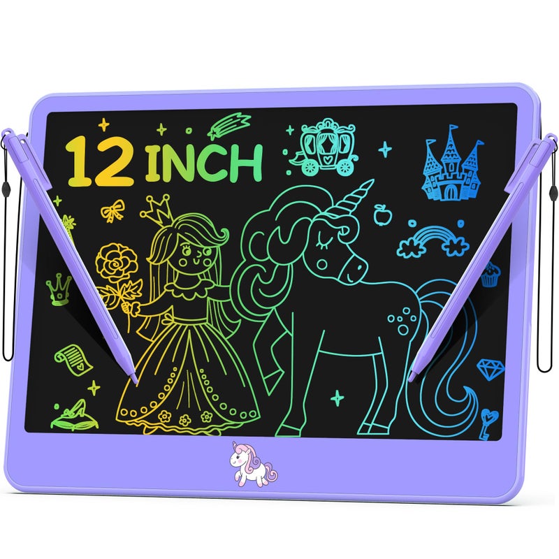 hockvill LCD Writing Tablet for Kids 12 Inch Learning Toys Drawing Pad for Boys Girls Erasable Doodle Board for Toddlers 3 4 5 6 7 8 Year Old Travel Essentials Christmas Birthday for Kids Purple - Image 2