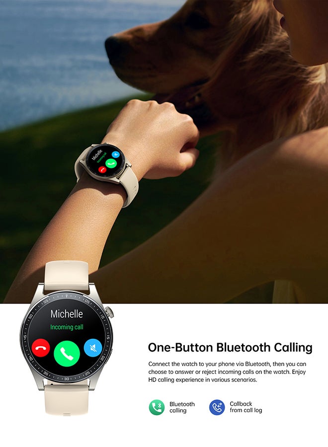 JOYROOM 220 mAh JR-FC2 Smart Watch Can Make and Receive Calls 1.32-inch HD Screen Bluetooth Connection Fitness Monitoring For Men and Women Compatible With Apple and Android Metal Silicone Strap Champagne Gold - Image 4