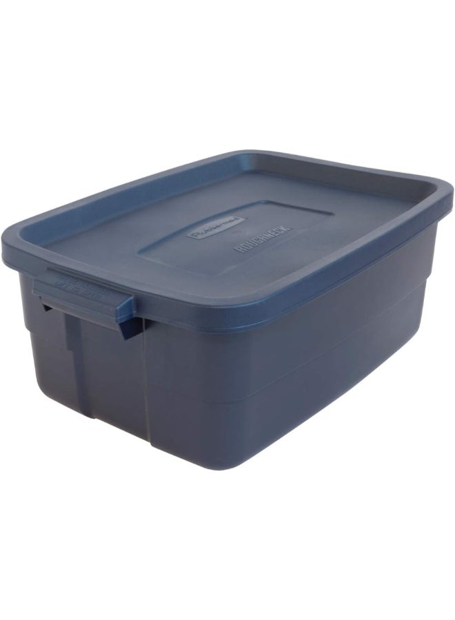 Rubbermaid Roughneck Stackable Rectangular Tote Storage Box Navy Blue 37.8 L RMRT100004  - Image 2