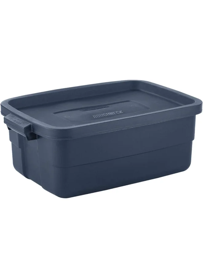 Rubbermaid Roughneck Stackable Rectangular Tote Storage Box Navy Blue 37.8 L RMRT100004
