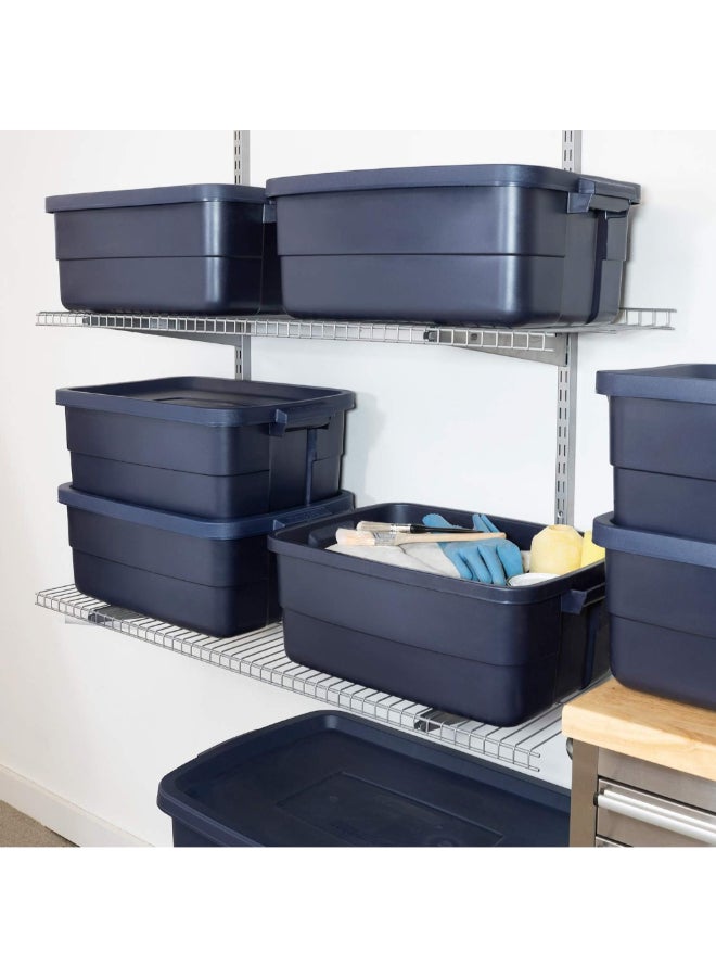 Rubbermaid Roughneck Stackable Rectangular Tote Storage Box Navy Blue 37.8 L RMRT100004  - Image 4