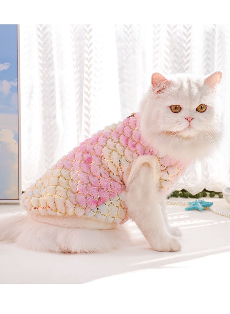 A.M Dog and cat clothes autumn and winter warm flannel mermaid two-legged clothes for small and medium dogs pet supplies - Image 1