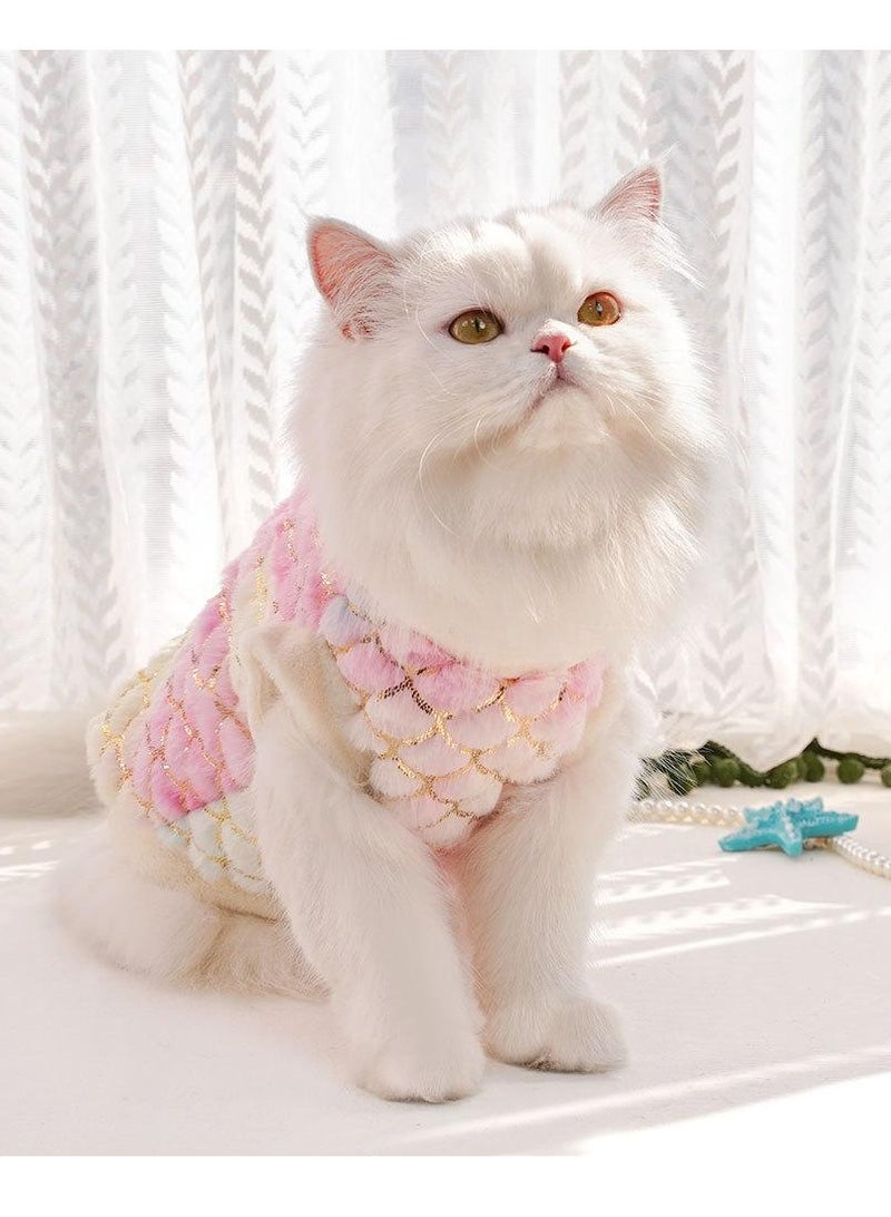 A.M Dog and cat clothes autumn and winter warm flannel mermaid two-legged clothes for small and medium dogs pet supplies - Image 4