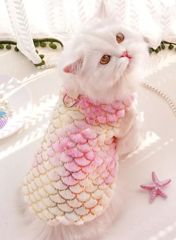 A.M Dog and cat clothes autumn and winter warm flannel mermaid two-legged clothes for small and medium dogs pet supplies - Image 5