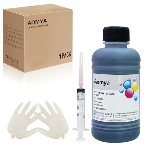 Aomya Black Ink Refill Kit Dye Ink for Canon 275 260 245 PG-275XL PG-245XL CL-276XL Inkjet Printer Cartridges Refillable Ink Cartridges CIS CISS System with Syringe&Glove 250ml (9 oz) - Image 1