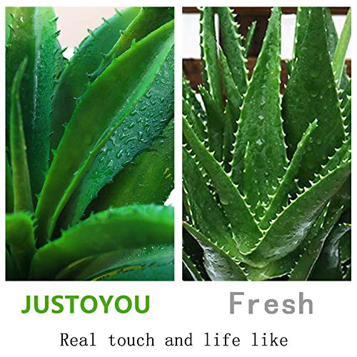 JUSTOYOU Large 12.5" Artificial Succulents Aloe Plants Real Touch Fake Flowers Unpotted for Home Wedding Festival Arrangement (1, Green) - Image 4