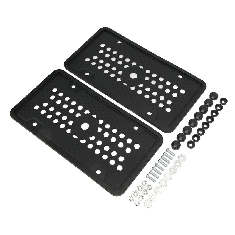 2PCS License Plate Protector Silicone Frame Soft Flexible Black 305x155mm for USA Models - Image 1
