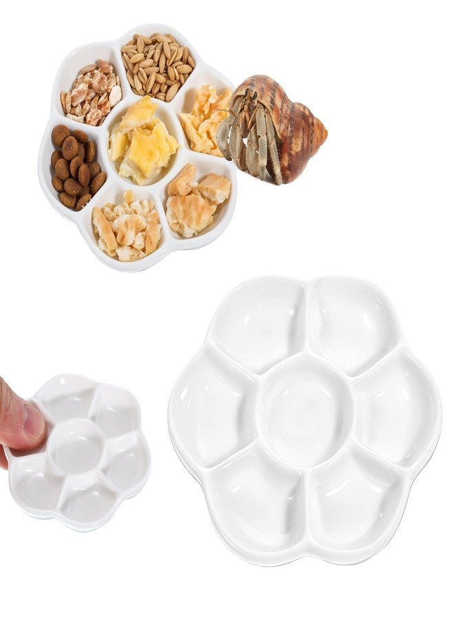 YQQYG 2Pcs Hermit Crab Food Dish, 7 Compartments Anti-Turning Food & Water Bowl, Tiny Reptile Water Bowl for Small Animal Hermit Aquarium Accessory - Image 1