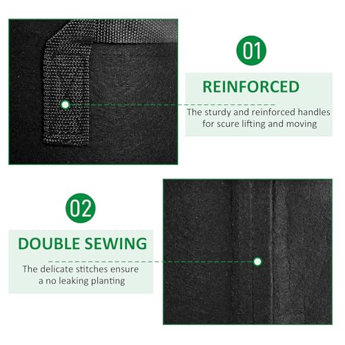 JNYONG 24-Pack 10 Gallon Thickened Non-Woven Grow Bags, Aeration Fabric Pots with Handles - Image 3