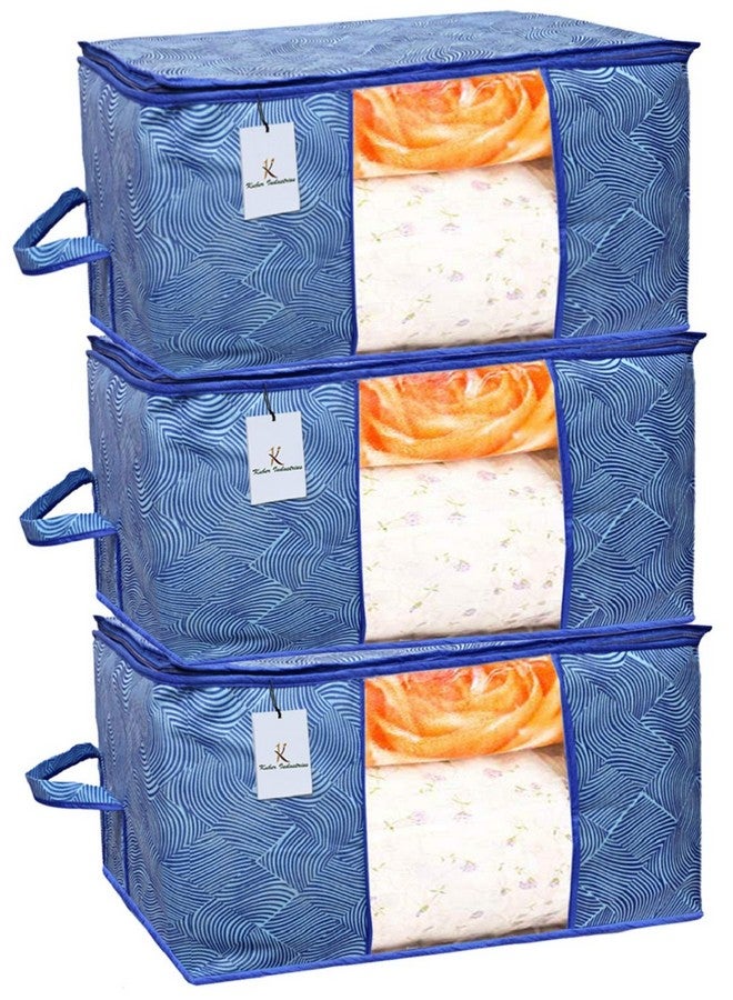 Kuber Industries Leheriya Design Rectangular Underbed Storage Bag|Storage Organiser|Blanket Cover (Royal Blue, Non-Woven) - Image 1