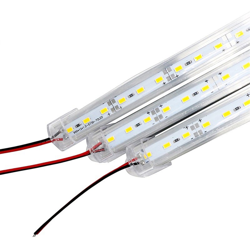 12V Under Cabinet Strip Lights Car LED Interior Strip Light Rigid Hard Bars Tube Transparent Cover, 50cm,1PC - Image 2