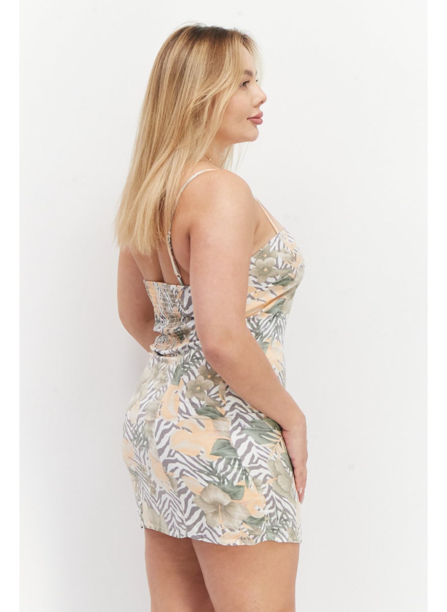 rvca Women Floral Mini Dress, Grey Combo  - Image 2