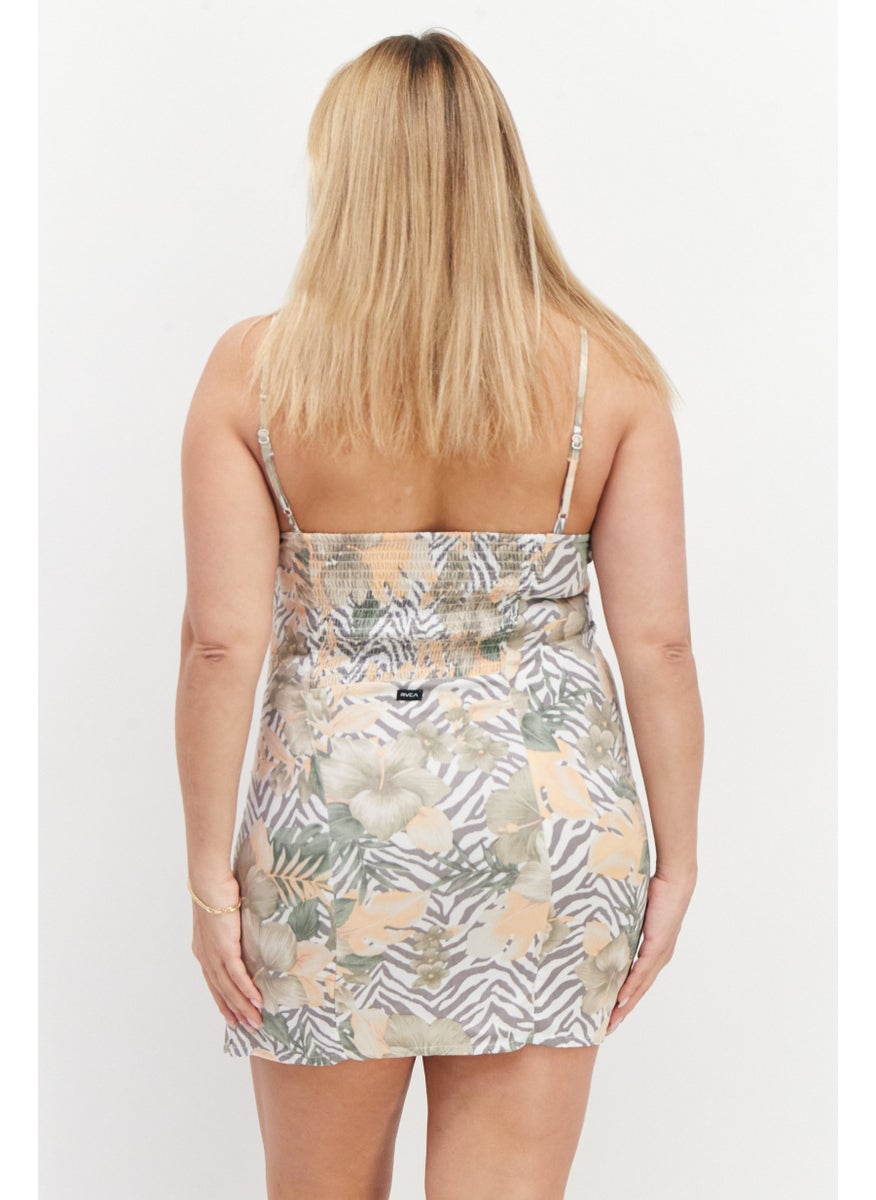 rvca Women Floral Mini Dress, Grey Combo  - Image 4