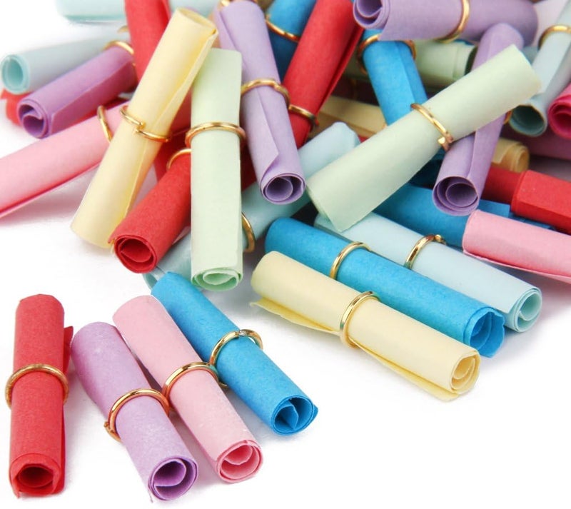 كلاراكو ٥٠ قطعة من لفائف الورق الملونة للكتابة عليها، رسائل عيد الحب في زجاجة، لفة ورق ٦ × ٢٫٥ سم - Image 1